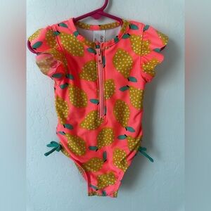 Cat & Jack Pink Lemon Print Swimsuit